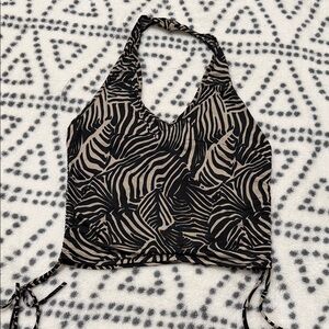 Papermoon Black and Tan Zebra Print Crop Top